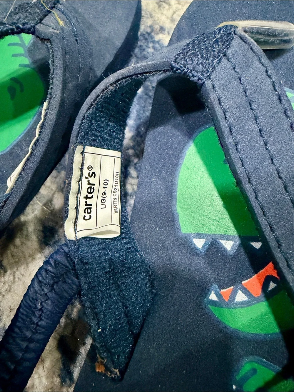 Carter's Navy and Green Dinosaur Toddler Flip Flops